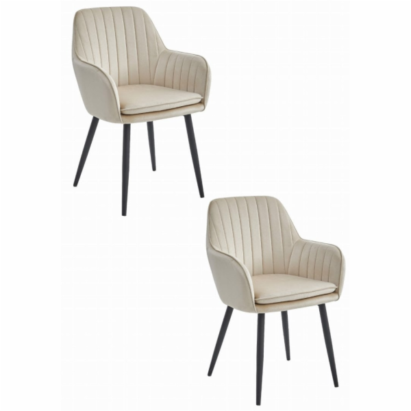 Leobert Židle LUGO - béžový samet / černé nohy x 2