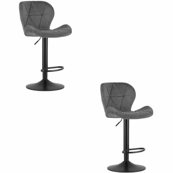 Leobert Taburetka WEST - šedý samet / černá podnož x 2