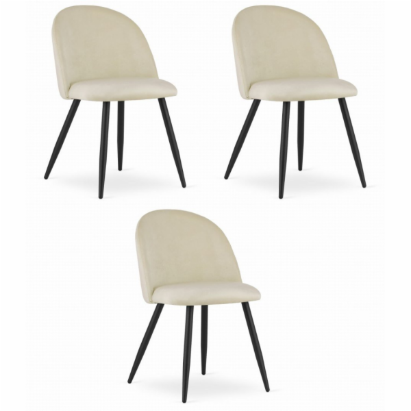 Leobert Židle BELLO - béžový samet / černé nohy x 3