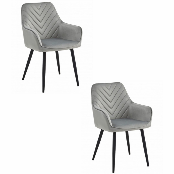 Leobert Židle NANA - stříbrošedý samet / černé nohy x 2