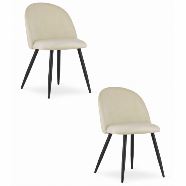 Leobert Židle BELLO - béžový samet / černé nohy x 2