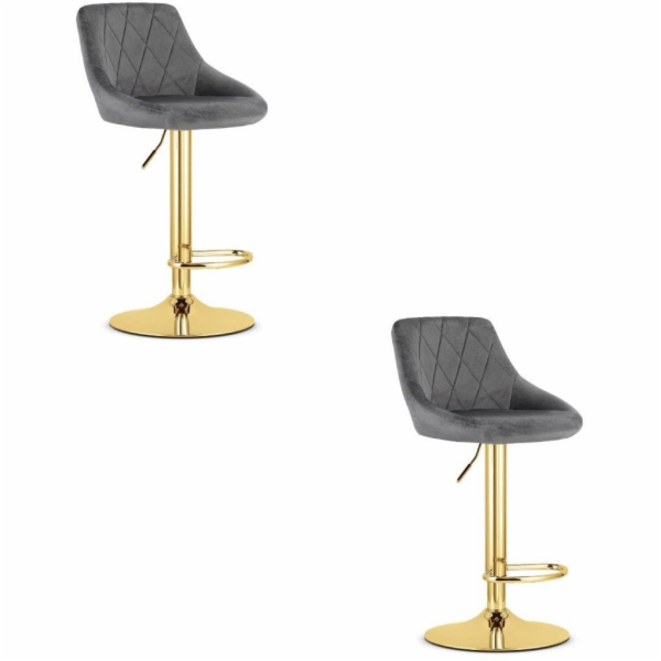 Leobert Stolička KAST - šedý samet / zlatá podnož x 2