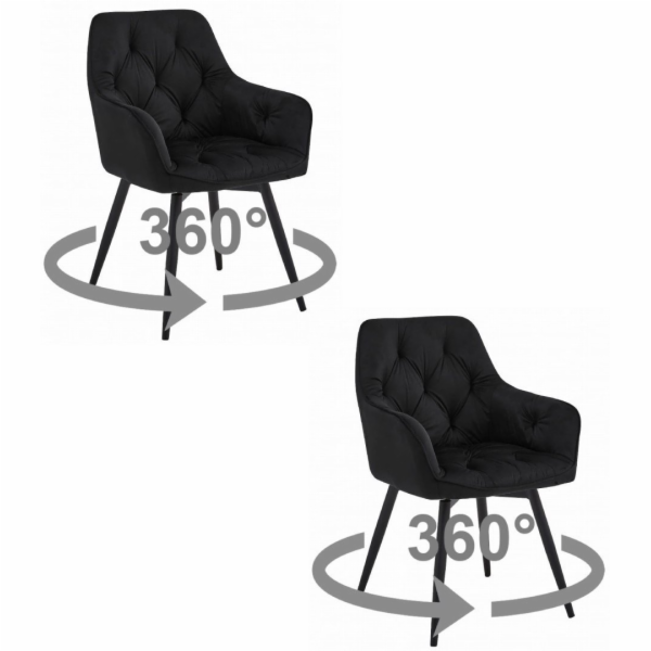 Leobert Židle JORK360 - černý samet / černé nohy x 2