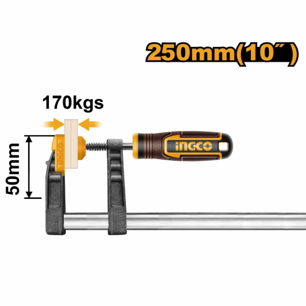 Ingco svěrka kovová - stolařská, 250 mm