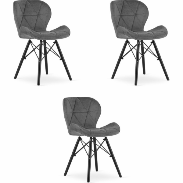 Leobert Židle LAGO Samet - šedé / černé nohy x 3