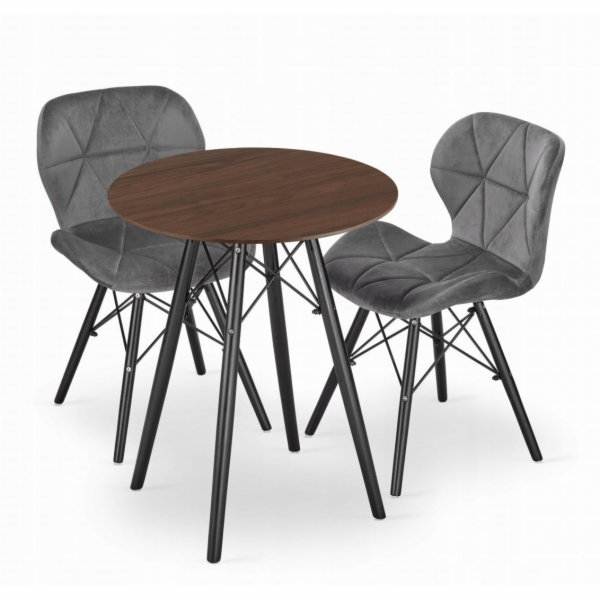 Leobert Sada kulatého stolu TODI 60 jasan + 2 šedé židle ...