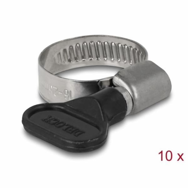 Delock Motýlková hadicová svěrka, 16 - 25 mm, 10 ks černá