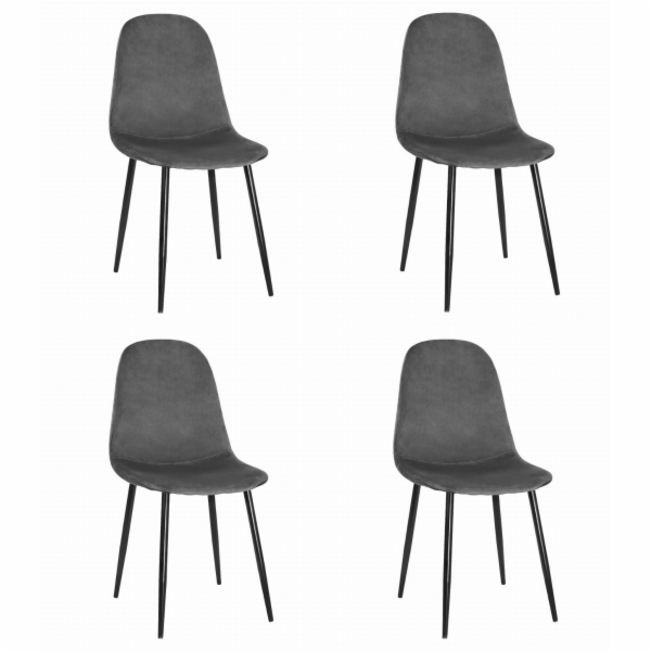 Leobert Čalouněná židle COMO, tmavě šedý samet, 4 ks, čer...