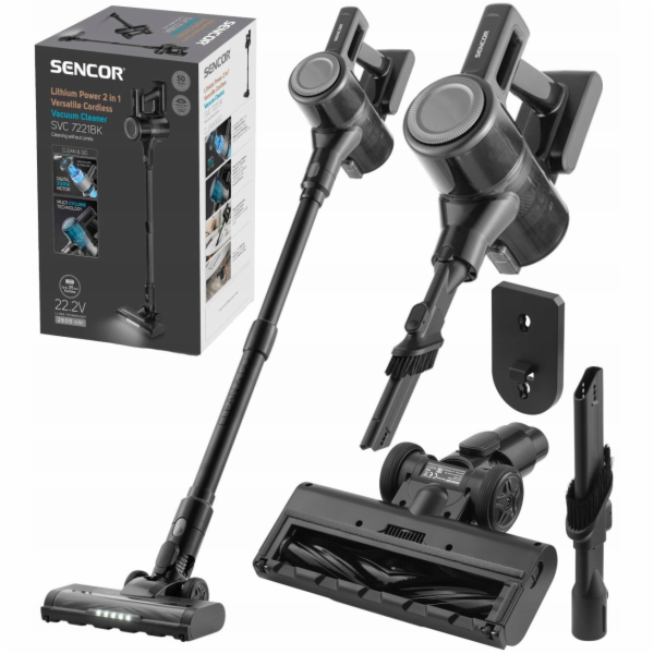 Sencor Bezdrátový svislý vysavač 2 v 1 SVC 7221BK