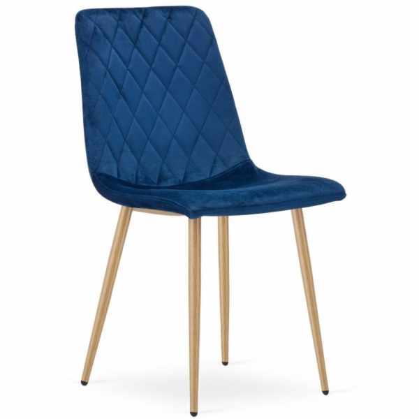 Leobert Židle TURIN - tmavě modrý samet / nohy v barvě dř...