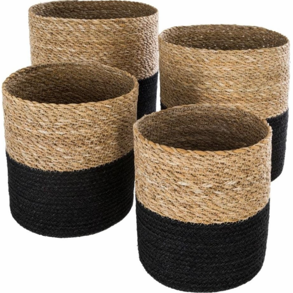 Atmosphera Sada jutových košů v černé a bílé barvě