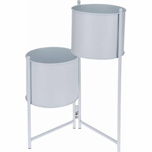 ProGarden Kovový stojan na květiny pro 2 květiny, bílý