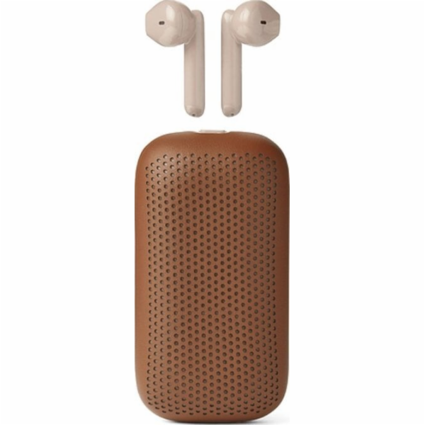 Lexon Bezdrátová Bluetooth sluchátka Speakerbuds, hnědá/v...