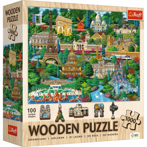 Trefl dřevěné puzzle Francie, slavná místa 1000 dílků (20...