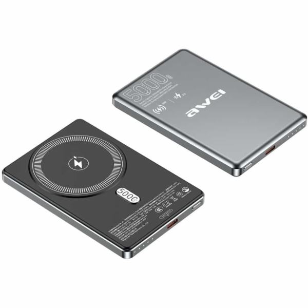 AWEI Indukční powerbanka PA-30 5000mAh MagSafe, šedá