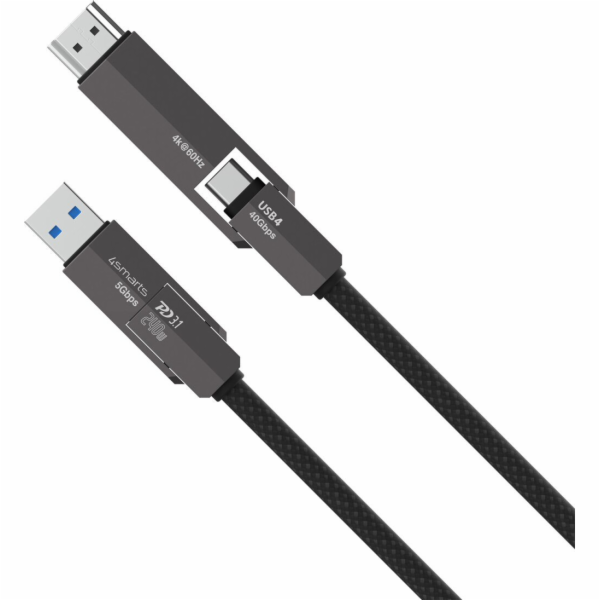 Adidas 4smarts ComboCord USB4 HDMI 240W 1,5m černý kabel