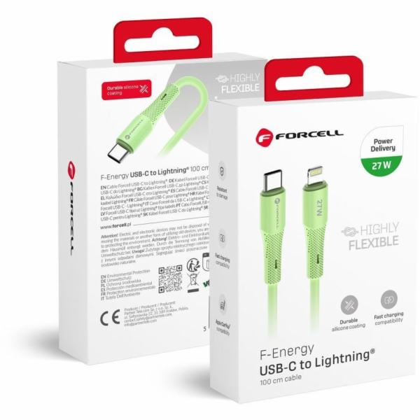 ForCell Kabel USB-C - Lightning 1 m zelený