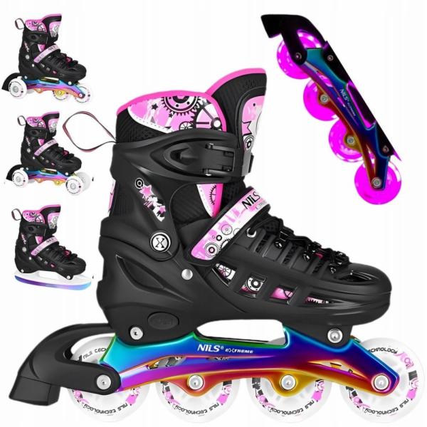 Nils Extreme NH10905 4v1 RŮŽOVÉ LED KOLENEČKOVÉ BRUSLÍ S ...