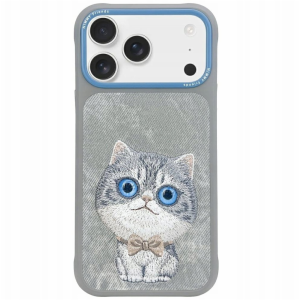 Nimmy Pouzdro Big Eyed Pet 2.0 s kočkou pro iPhone 17 šedé