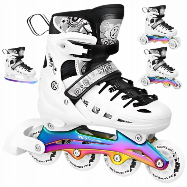 Nils Extreme NH10905 4v1 LED BÍLÉ KOLENEČKOVÉ BRUSLÍ S DU...