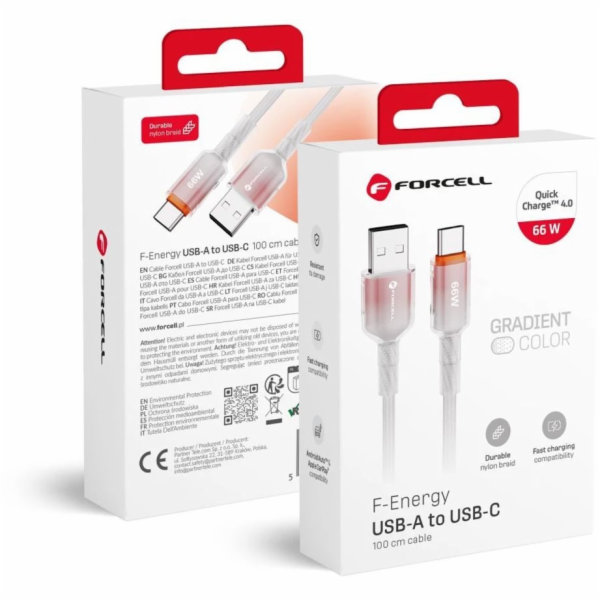 ForCell USB kabel USB-A - USB-C 1 m bílý