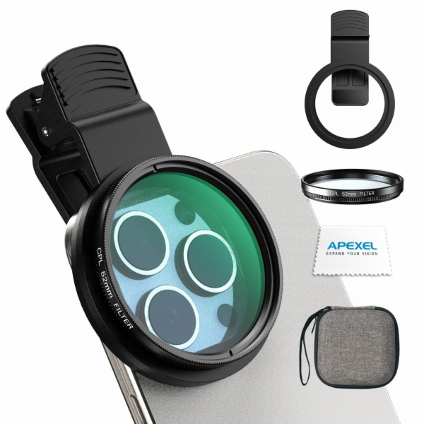 Apexel CPL polarizační filtr objektivu 52mm pro smartphon...