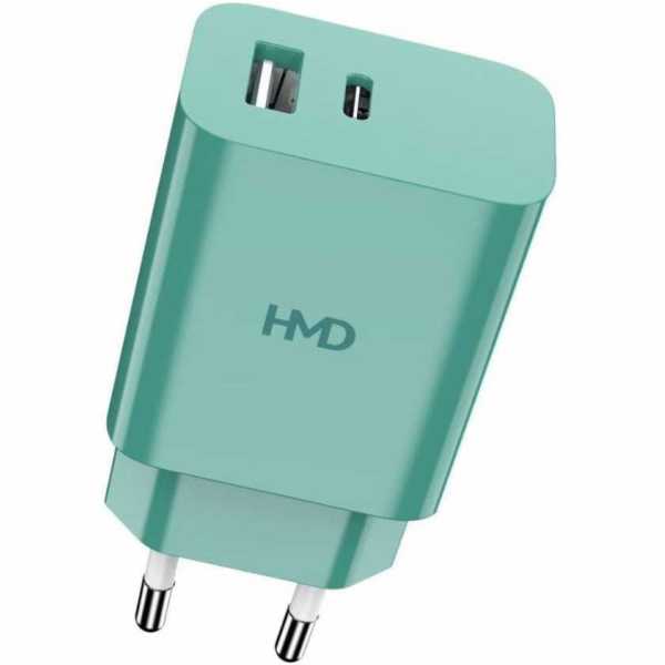HMD Dvouportová nástěnná nabíječka 30W zelená