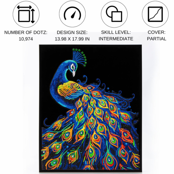 DIAMOND DOTZ DOSPĚLÉ FLOCKED NEON PEACOCK