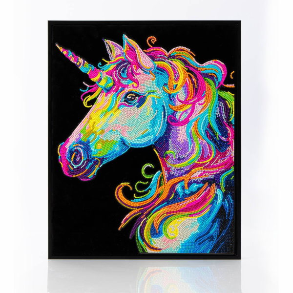 DIAMOND DOTZ DOSPĚLÉ FLOCKED NEON UNICORN