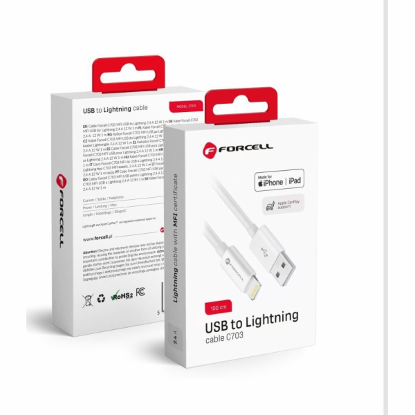 ForCell Kabel USB-A - Lightning 1 m bílý