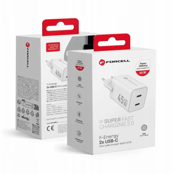 ForCell Nabíječka telefonu F-Energy Mini GaN III 2 x USB ...