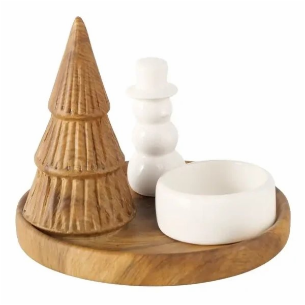 Boltze Svícen OVE se sněhulákem a vánočním stromečkem, O ...