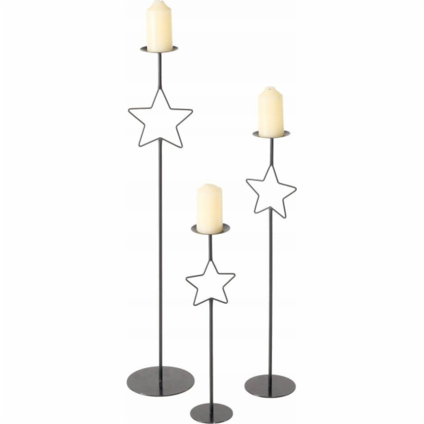 Boltze Kovové svícny s hvězdou GUILA, 3 ks, výška 54,5 - ...