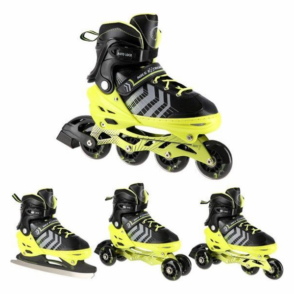 Nils Extreme Kolečkové brusle NH18192 4v1 ČERNO-ZELENÉ VE...