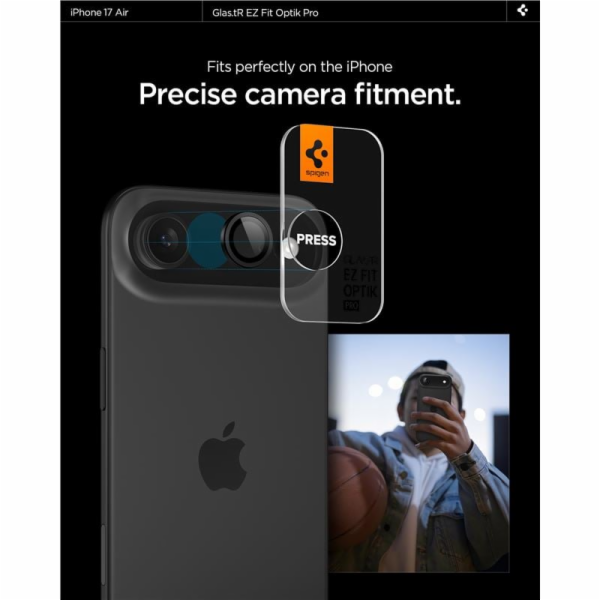 Spigen Glass tR EZ Fit Optik Pro 2 Pack, black - iPhone Air