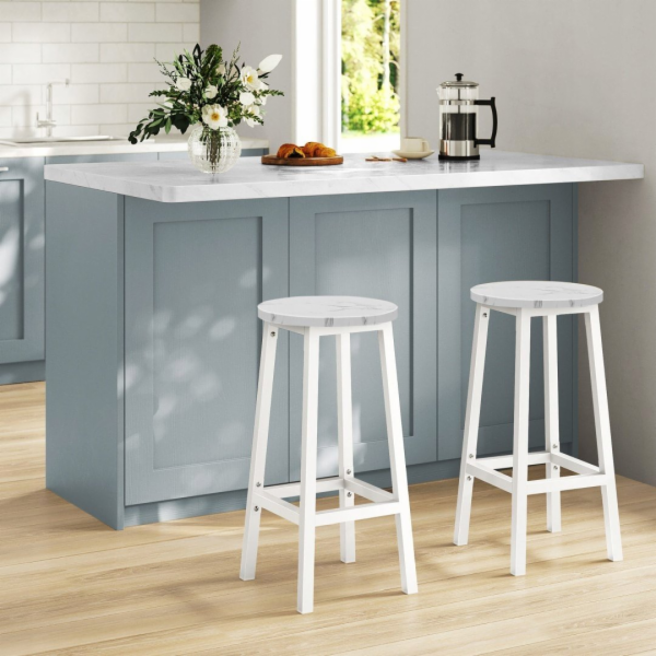 Leobert Barová židle - mramor / bílé nohy