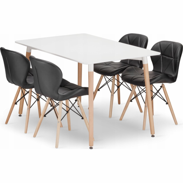 Leobert Sada obdélníkového stolu ADRIA 120x80 bílý + 4 ži...