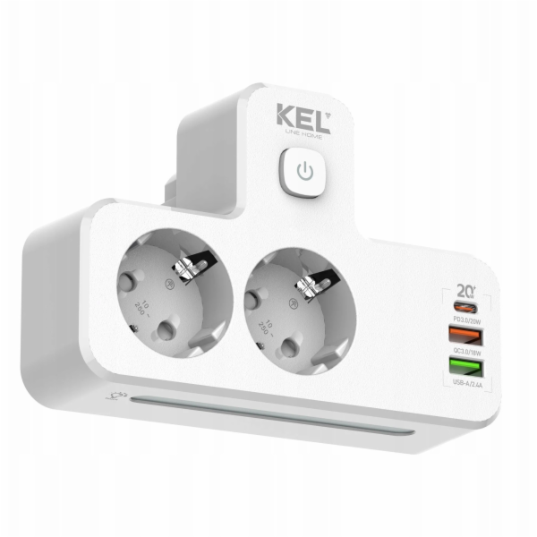 Plastrol Dvojitá rozbočovač zásuvek s vypínačem a žárovko...