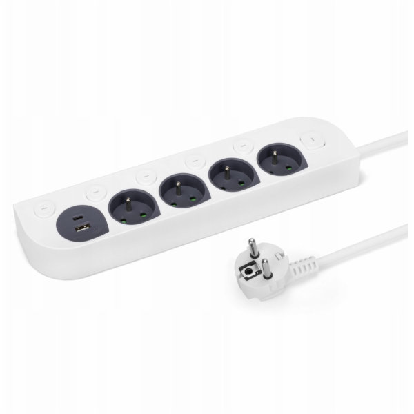 Montis 4zásuvkový prodlužovací kabel + USB-A + USB-C MT143