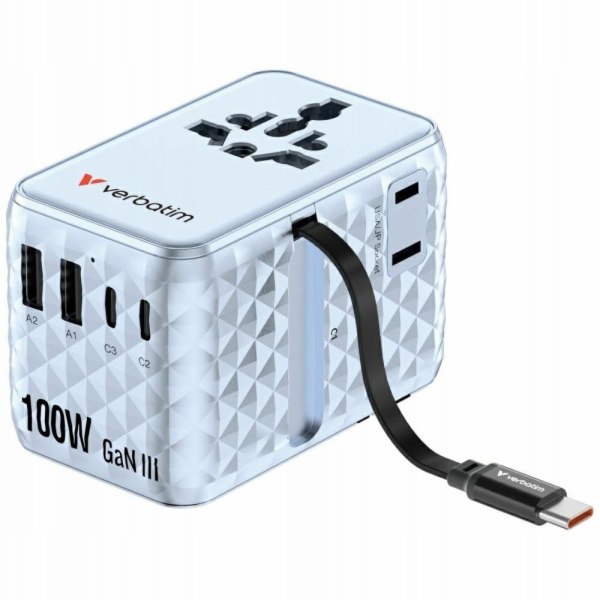 Verbatim Cestovní adaptér EU/UK/US GaN 2xUSB-C/2xUSB-A/1x...