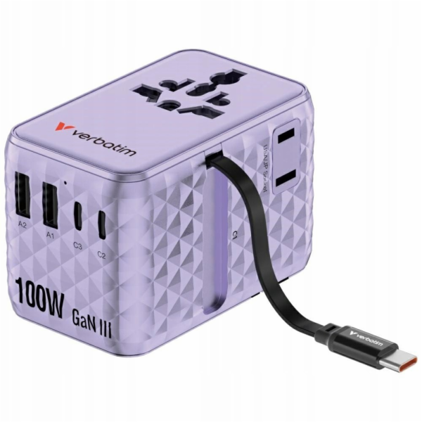 Verbatim Cestovní adaptér EU/UK/US GaN 2xUSB-C/2xUSB-A/1x...