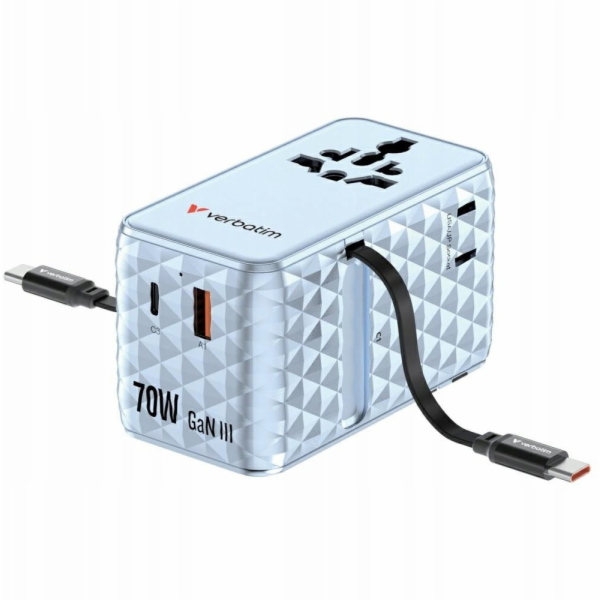 Verbatim Cestovní adaptér EU/UK/US GaN 1x USB-C/1x USB-A/...
