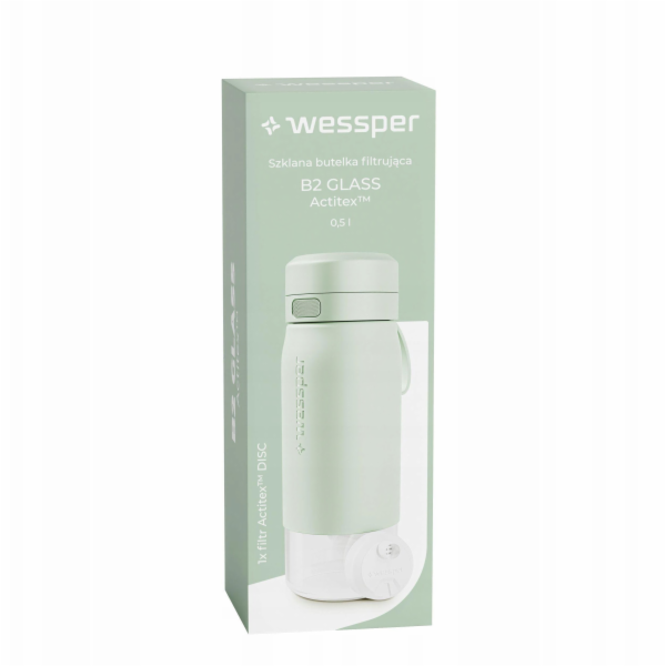 Wessper B2 GLASS filtrační láhev Actitex™ 500ml mátová (W...