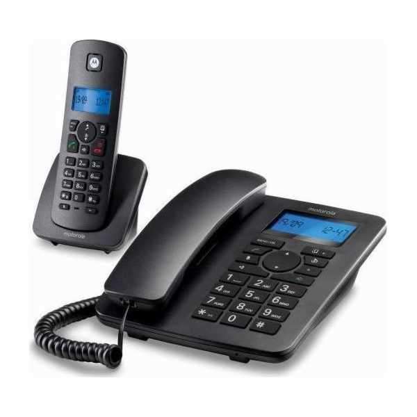 Motorola C4201 Kombinovaný DECT pevný telefon (2 ks.) Černý