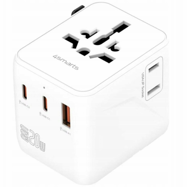 4smarts 20W GaN Nomad cestovní adaptér 2x USB-C + 1x USB-A