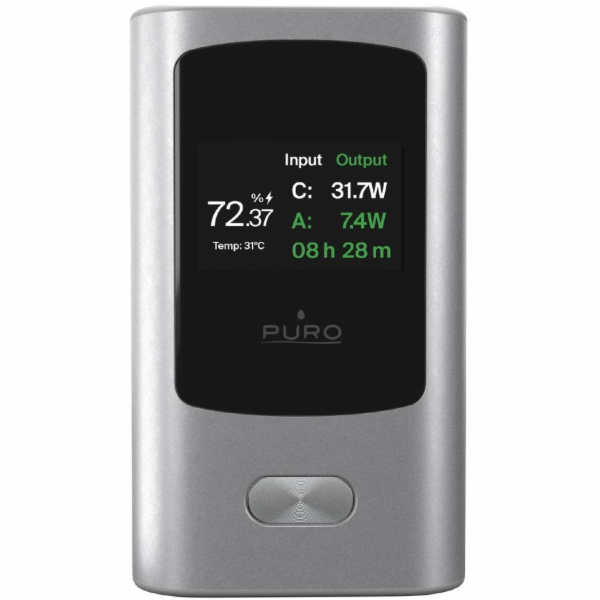 Puro Powerbanka 10000mAh, 1x USB-A + 1x USB-C, 45W, s dis...