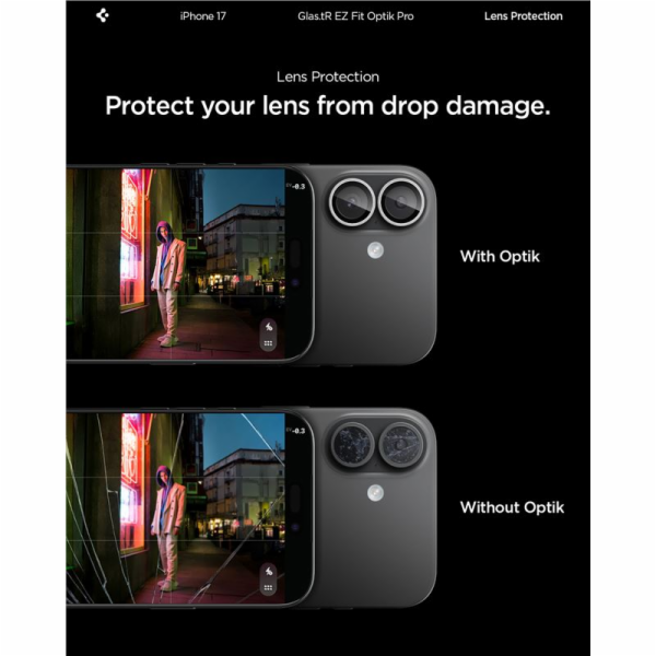 Spigen&nbsp;Glass&nbsp;tR&nbsp;EZ&nbsp;Fit&nbsp;Optik&nbsp;Pro&nbsp;2&nbsp;Pack,&nbsp;silver&nbsp;-&nbsp;iPhone&nbsp;17