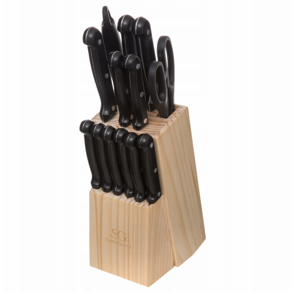 Secret de Gourmet Dřevěný blok na nože s ořezávátkem, sad...