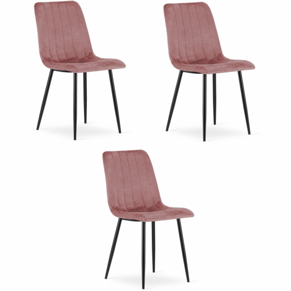 Leobert Růžová sametová židle s černými nohami LAVA do ku...
