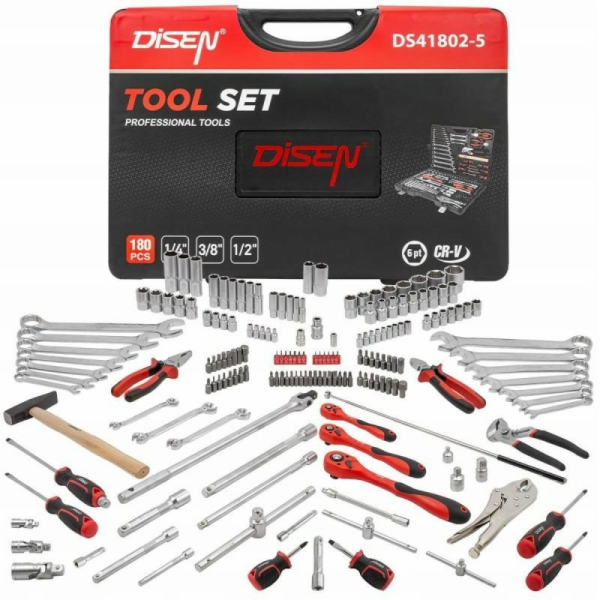 NoName 180dílná sada nástrojů 1/4, 3/8 a 1/2 (4–32 mm) (6...